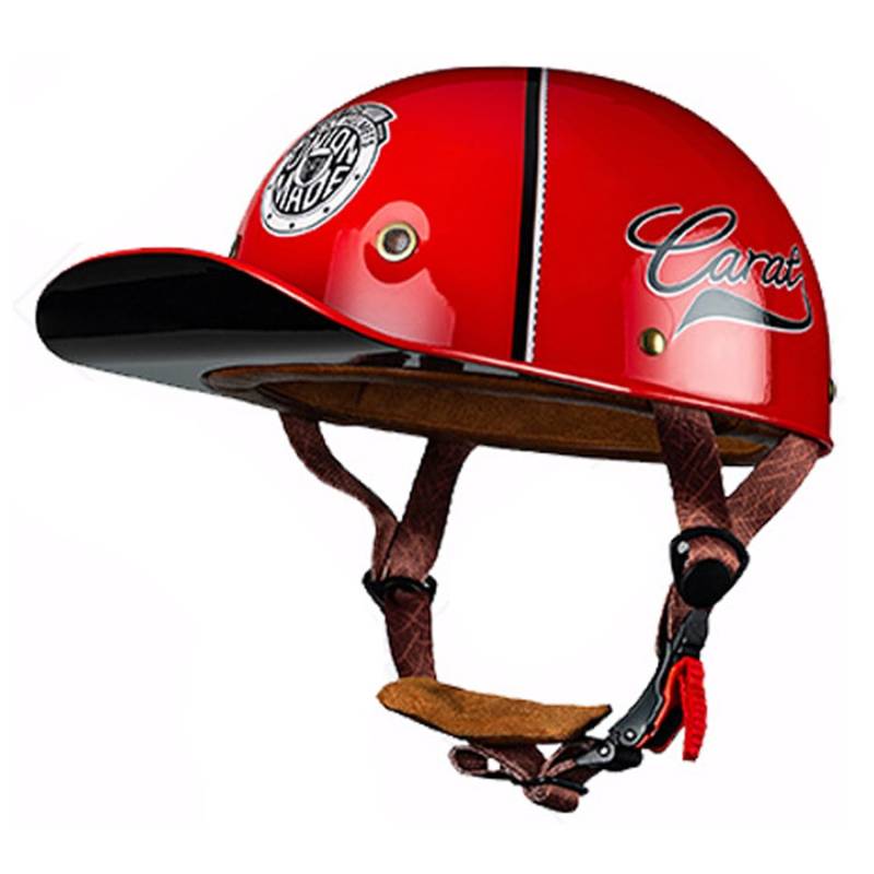 ECEDOT Zertifizierter Baseball Cap Halbschalenhelm Retro Motorradhelm Motorrad Halbhelm Männer Frauen Mofa Helm Baseball Kappe Kreuzer Hubschrauber Roller Helm 17,XXL=63~64CM von JunPing