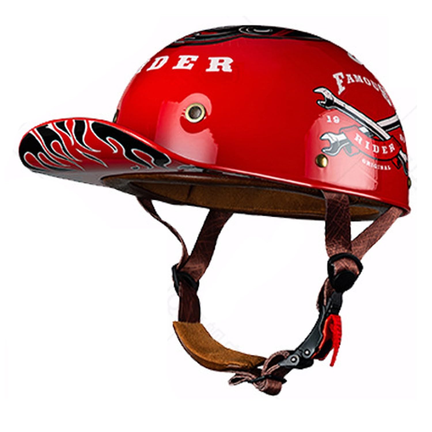 ECEDOT Zertifizierter Baseball Cap Halbschalenhelm Retro Motorradhelm Motorrad Halbhelm Männer Frauen Mofa Helm Baseball Kappe Kreuzer Hubschrauber Roller Helm 18,M=57~58CM von JunPing