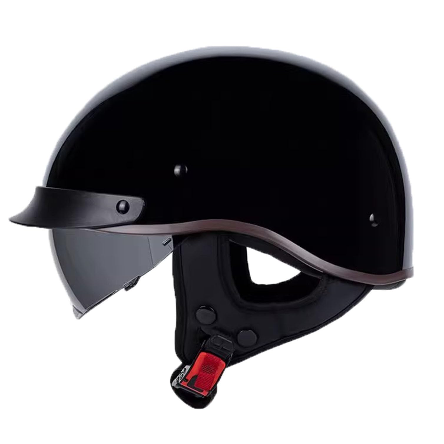 Halbhelme Motorradhelm Halbschalenhelm mit DOT/ECE Genehmigt Brain-Cap, Motorrad Half Helm Mit Visier, Halbschale Roller-Helm Scooter-Helm Jet-Helm Retro für Erwachsene Herren Damen 11,L=59~60cm von JunPing