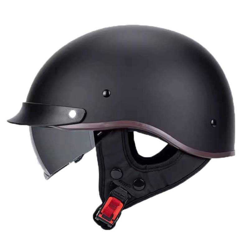 Halbhelme Motorradhelm Halbschalenhelm mit DOT/ECE Genehmigt Brain-Cap, Motorrad Half Helm Mit Visier, Halbschale Roller-Helm Scooter-Helm Jet-Helm Retro für Erwachsene Herren Damen 2,2XL=63-64CM von JunPing