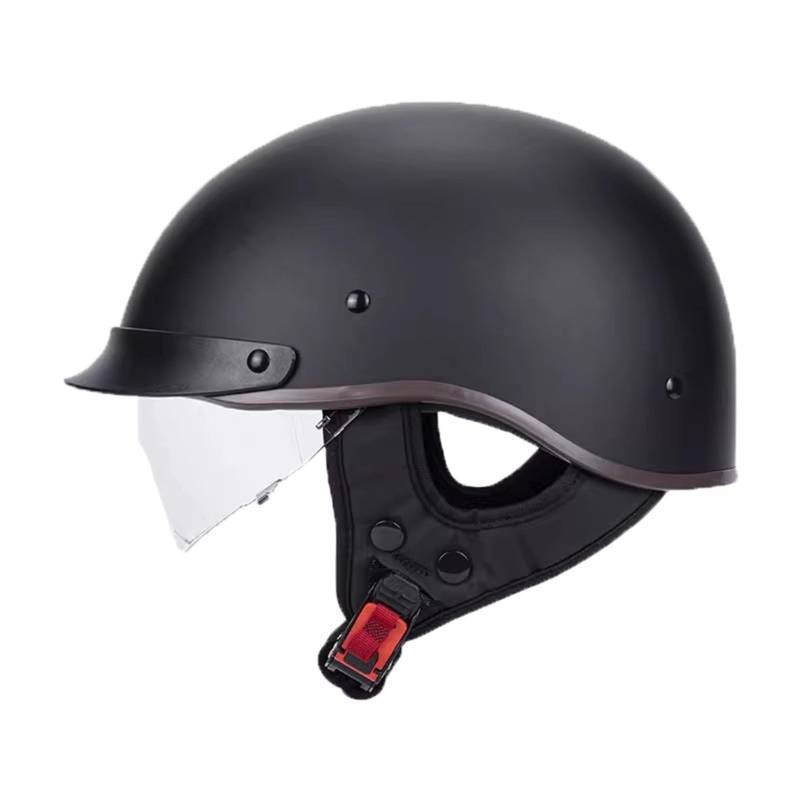 Halbschalenhelm ECE-Zulassung Motorradhelm Mit Visier Für Damen Und Herren Rollerhelm Cruiser Chopper Skateboardhelm Motorrad Halbhelm 10,2XL=63-64CM von JunPing