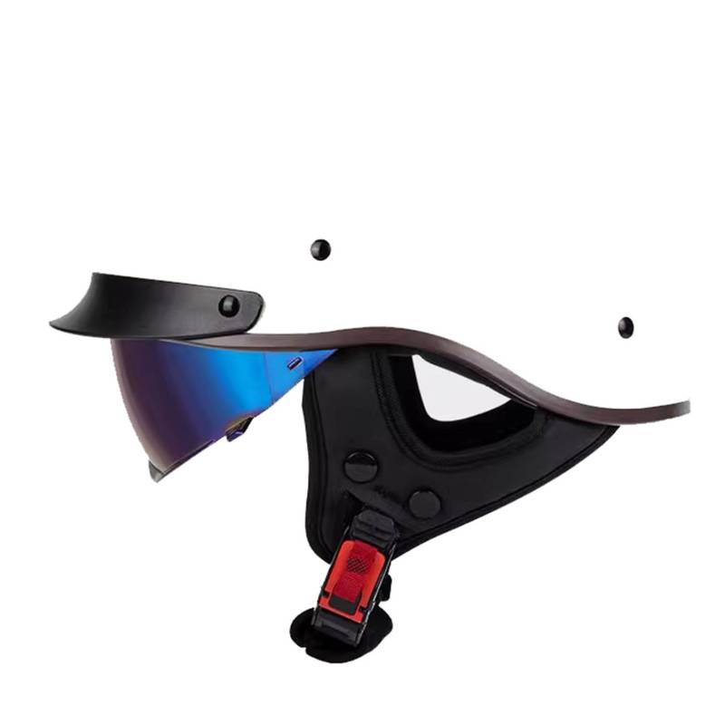 Halbschalenhelm ECE-Zulassung Motorradhelm Mit Visier Für Damen Und Herren Rollerhelm Cruiser Chopper Skateboardhelm Motorrad Halbhelm 6,XL=61~62cm von JunPing