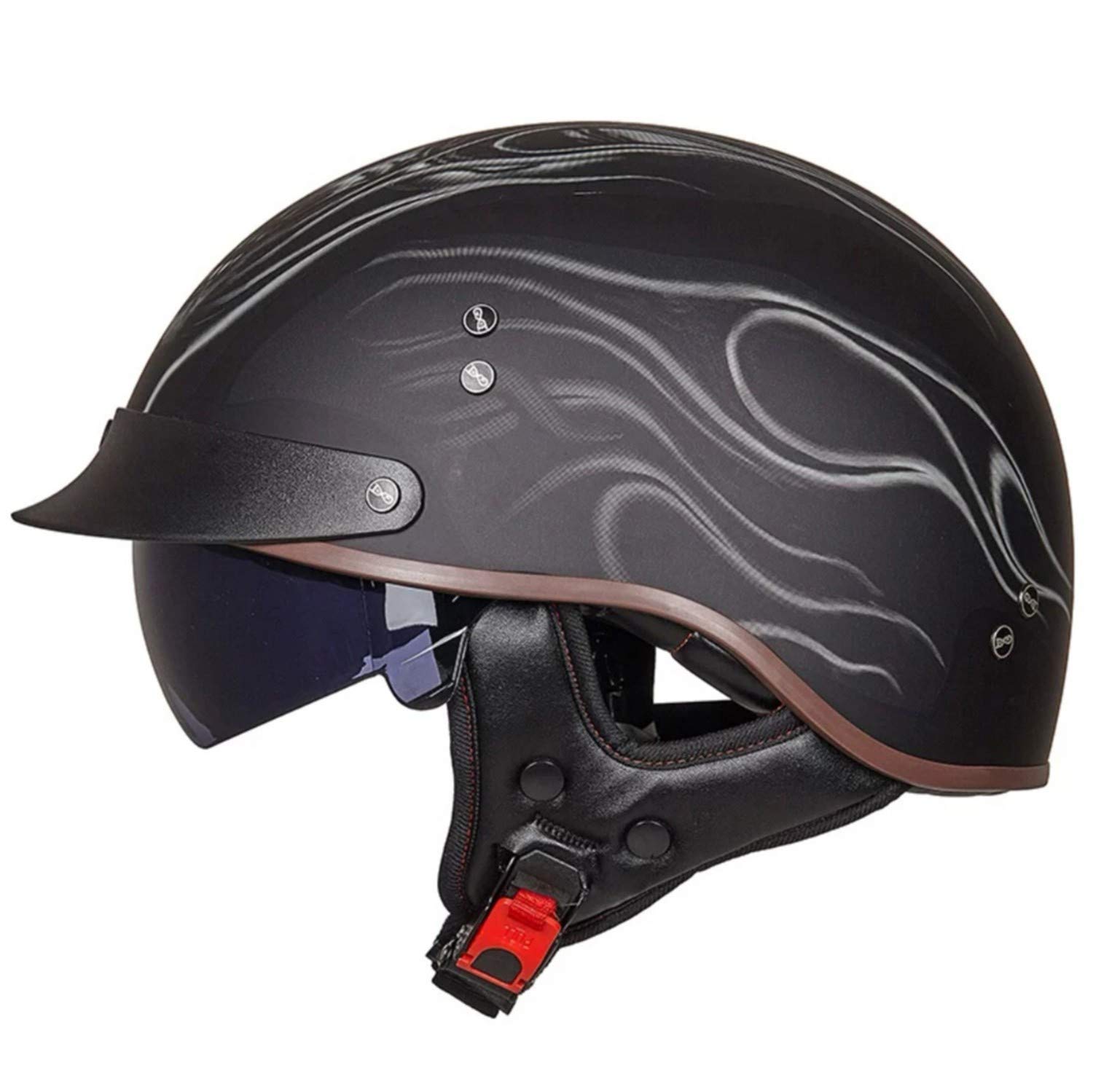 Halbschalenhelm Jet-Helm Helm mit ECE-Zertifizierung Rollerhelm Cruiser Chopper Skateboardhelm Antikollisionshelm Motorradhalbhelm mit Visier für Damen und Herren Erwachsene H,M von JunPing