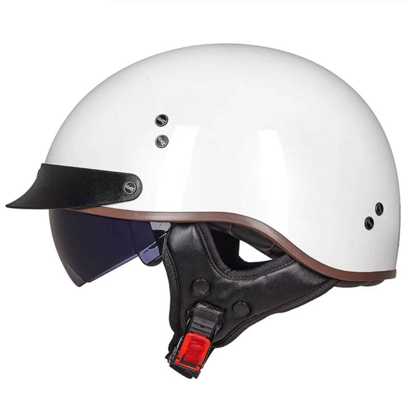 Halbschalenhelm Jet-Helm Helm mit ECE-Zertifizierung Rollerhelm Cruiser Chopper Skateboardhelm Antikollisionshelm Motorradhalbhelm mit Visier für Damen und Herren Erwachsene K,L von JunPing