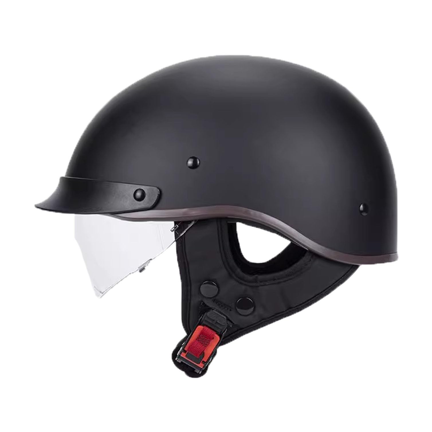 Halbschalenhelm Jethelm Mit Visier ECE-Zertifizierung Retro Deutscher Stil Halbhelme Motorradhelm Brain-Cap Halbschalen-Scooter-Helm Chopper-Helm Für Erwachsene 10,2XL=63-64CM von JunPing