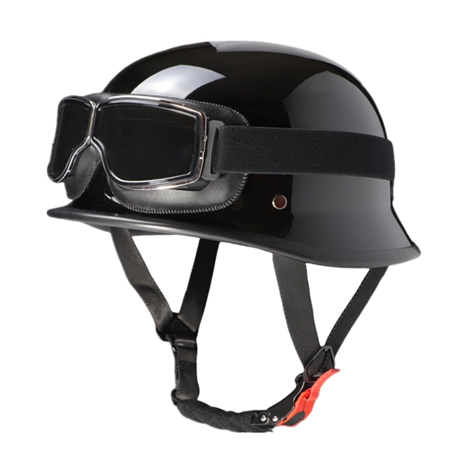 Halbschalenhelm Retro Motorrad Halbhelme Scooter Jethelme Mit Einstellbar Schnellverschluss Mit Schutzbrille DOTECE Zugelassen Offenem Helm Halbhelme Für Männer Und Frauen 2,M(57~58CM) von JunPing