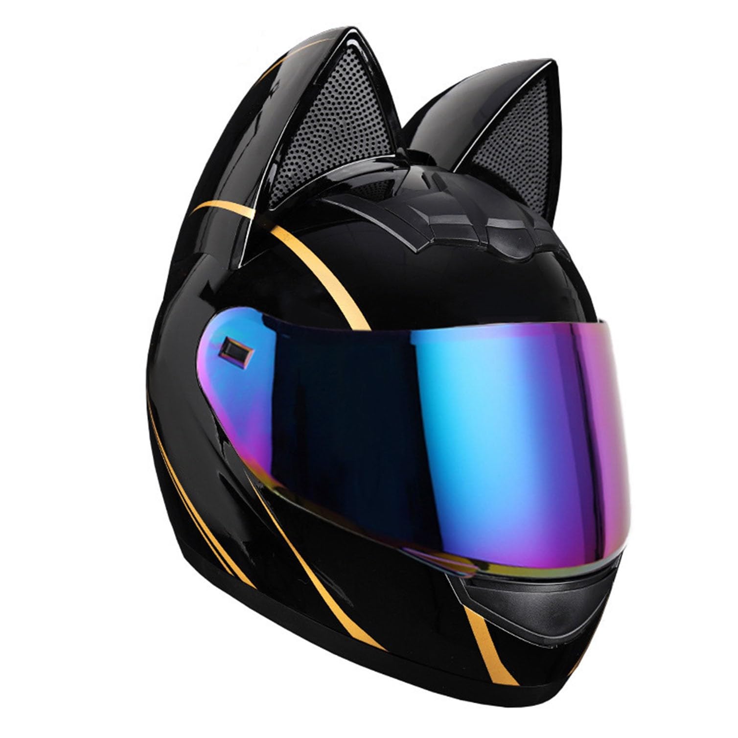 Integral Motorradhelme Mit Katzenohren, Hochklappbare Visiere Für Erwachsene, Motocross-Helm, Motorrad-Crash-Modularhelm, Leichtes Design, ECE-Zertifiziert 21,L=57-59CM von JunPing