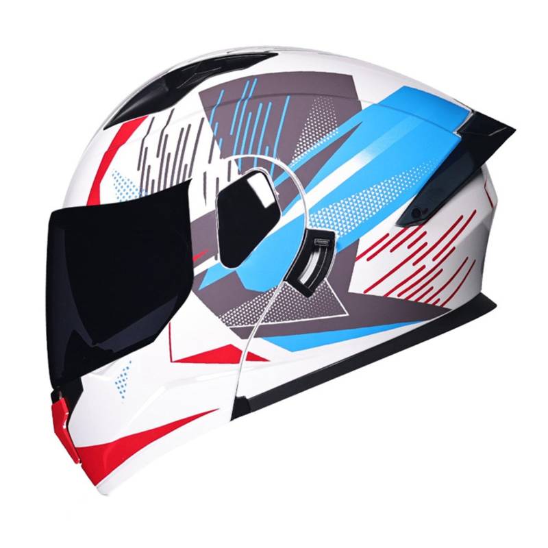 Klapphelm Integralhelm mit Doppelvisier Integriert Motorradhelm Motorradhelm mit Antibeschlagvisier ECEDOT Zertifiziert Motorrad Full Face Helm Klapphelm mit Sonnenblende vorbereitet 12,2XL=63-64CM von JunPing