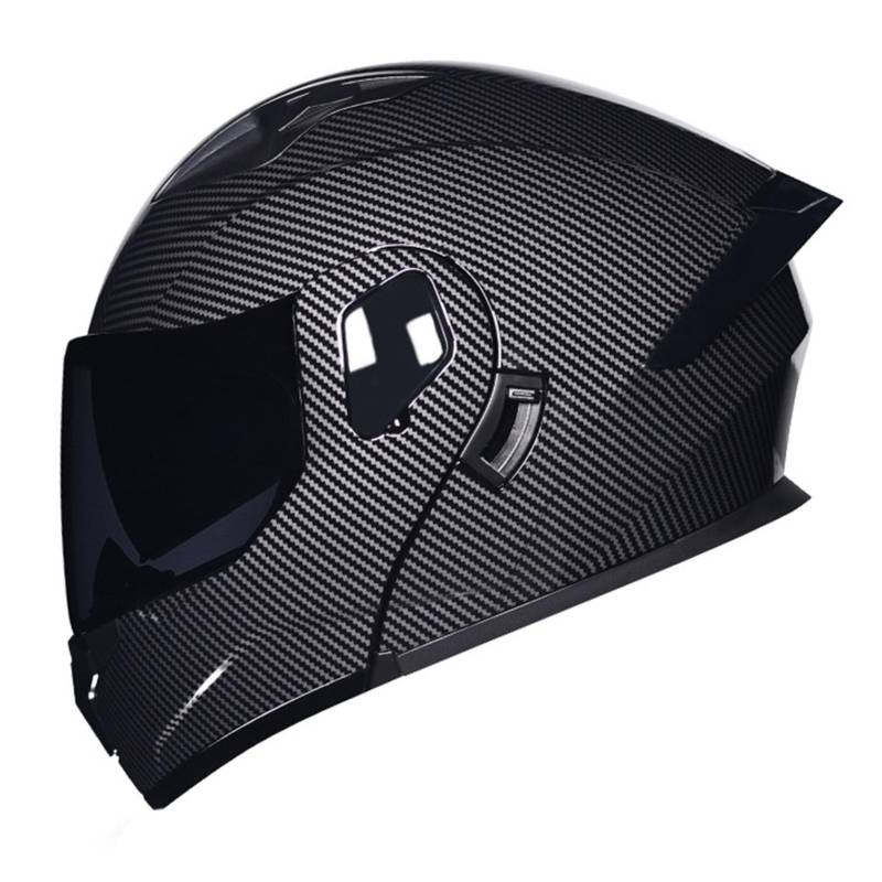 Klapphelm Integralhelm mit Doppelvisier Integriert Motorradhelm Motorradhelm mit Antibeschlagvisier ECEDOT Zertifiziert Motorrad Full Face Helm Klapphelm mit Sonnenblende vorbereitet 18,M=57-58CM von JunPing