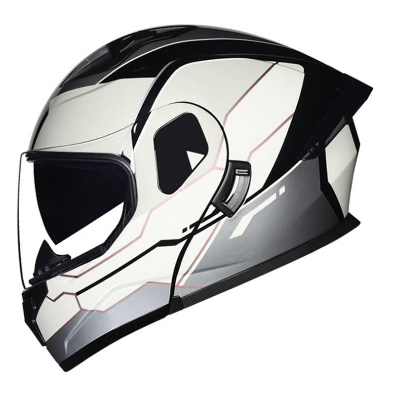 Klapphelm Integralhelm mit Doppelvisier Integriert Motorradhelm Motorradhelm mit Antibeschlagvisier ECEDOT Zertifiziert Motorrad Full Face Helm Klapphelm mit Sonnenblende vorbereitet 22,L=59-60CM von JunPing