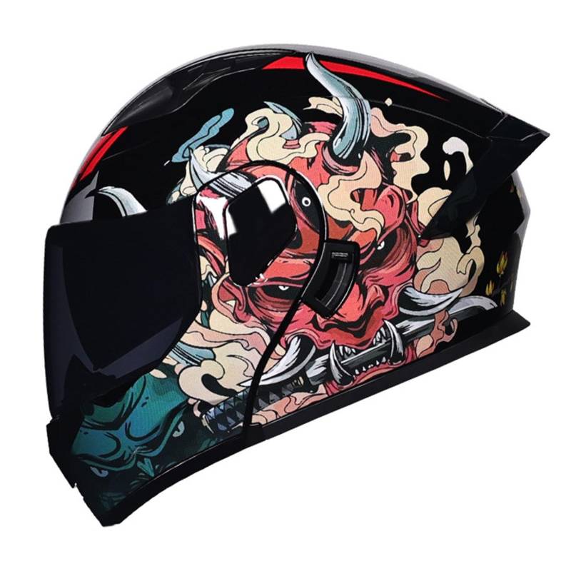 Klapphelm Integralhelm mit Doppelvisier Integriert Motorradhelm Motorradhelm mit Antibeschlagvisier ECEDOT Zertifiziert Motorrad Full Face Helm Klapphelm mit Sonnenblende vorbereitet 6,2XL=63-64CM von JunPing