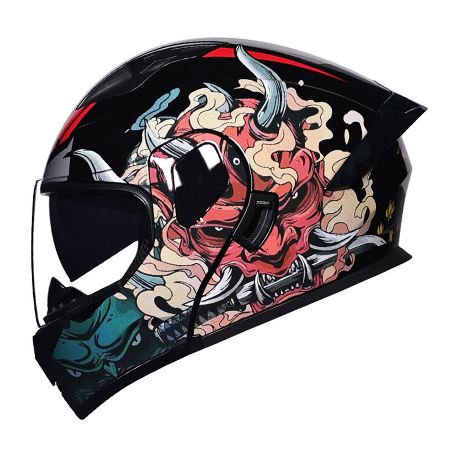 Klapphelm Mit ECEDOT Zertifiziert Integriert Motorrad Helm Mit Doppelvisier, Mit Eingebautem Mikrofon Für Automatische Reaktion, Für Erwachsene Frauen Männer 4,2XL=63-64CM von JunPing