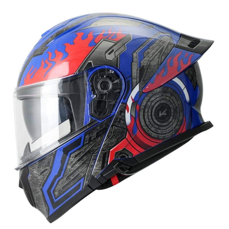 Klapphelm Motorradhelm Motorrad Mit Doppelvisier DOT/ECE-Zugelassener Rollerhelm Sturzhelm Integralhelm Racing Helm Für Damen Herren 11,2XL=63-64CM von JunPing