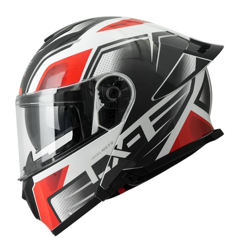 Klapphelm Motorradhelm Motorrad Mit Doppelvisier DOT/ECE-Zugelassener Rollerhelm Sturzhelm Integralhelm Racing Helm Für Damen Herren 2,3XL=65-66cm von JunPing