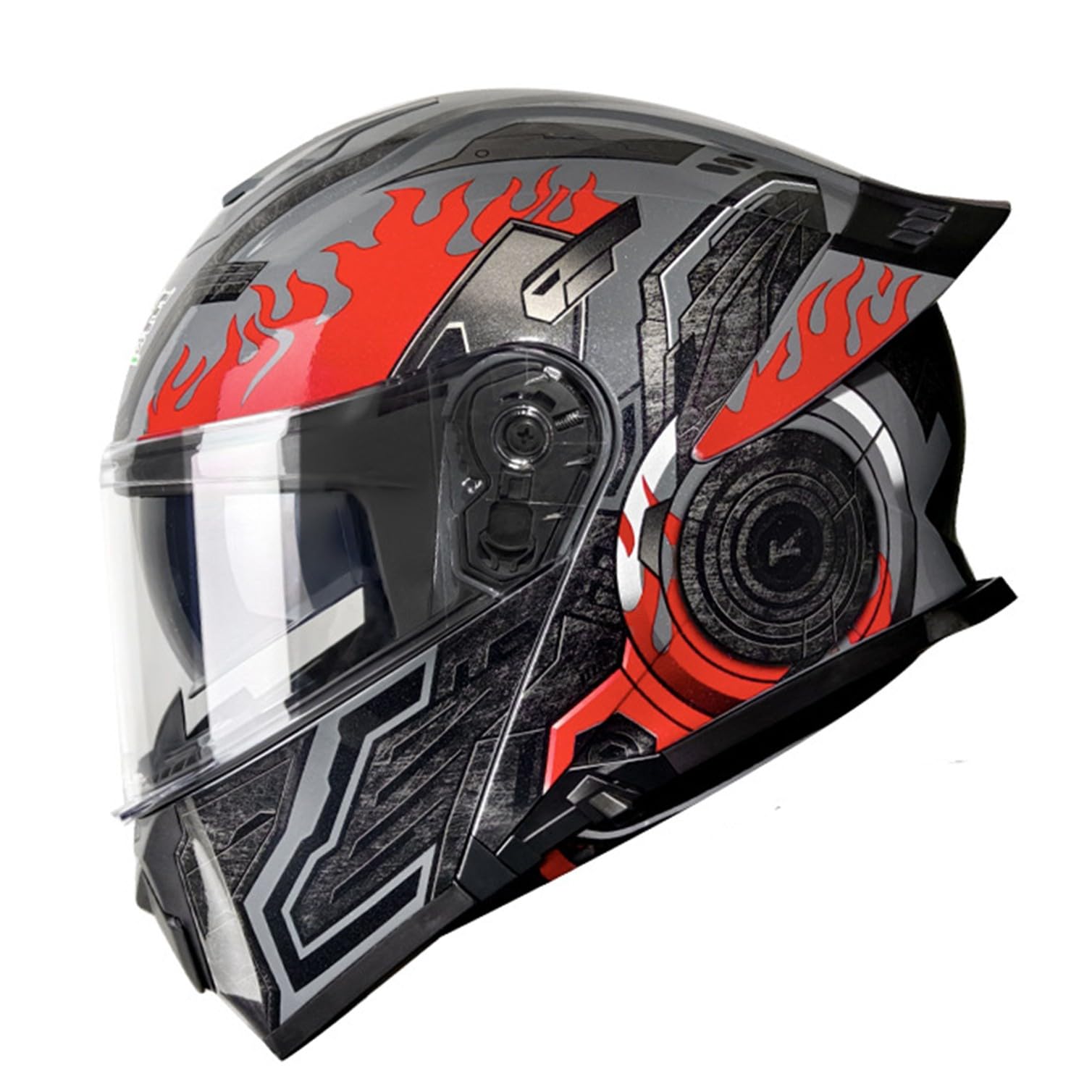 Klapphelm Motorradhelm Motorrad Mit Doppelvisier DOT/ECE-Zugelassener Rollerhelm Sturzhelm Integralhelm Racing Helm Für Damen Herren 3,3XL=65-66cm von JunPing