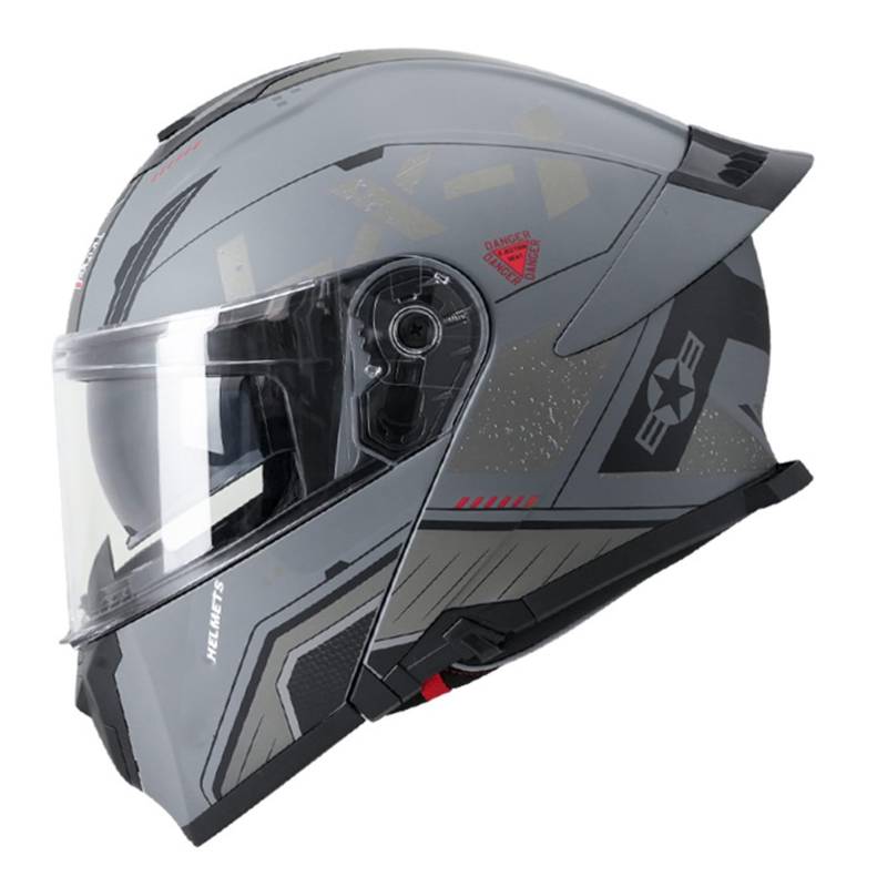 Klapphelm Motorradhelm Motorrad Mit Doppelvisier DOT/ECE-Zugelassener Rollerhelm Sturzhelm Integralhelm Racing Helm Für Damen Herren 7,3XL=65-66cm von JunPing