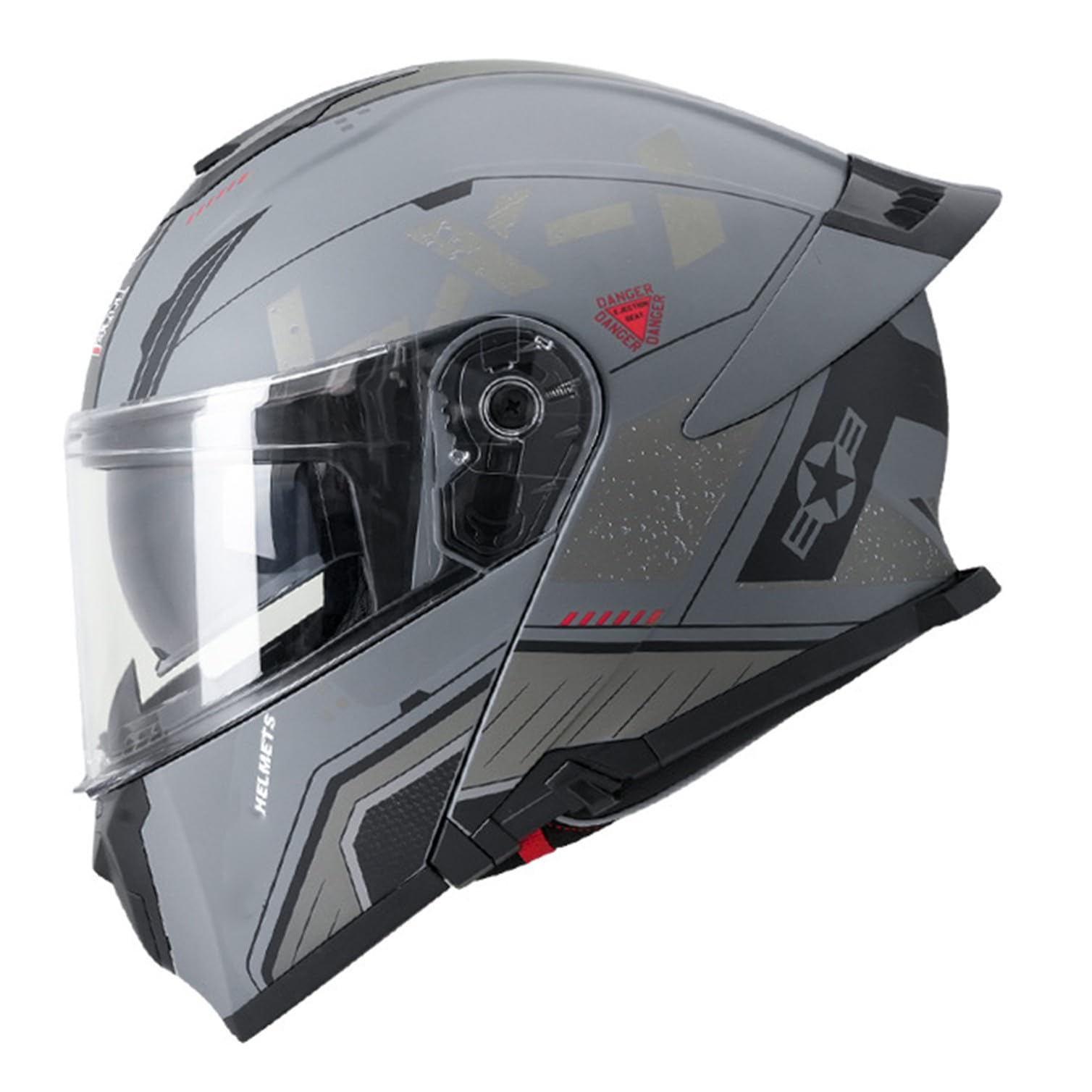 Klapphelm Motorradhelm Motorrad Mit Doppelvisier DOT/ECE-Zugelassener Rollerhelm Sturzhelm Integralhelm Racing Helm Für Damen Herren 7,M=57-58CM von JunPing