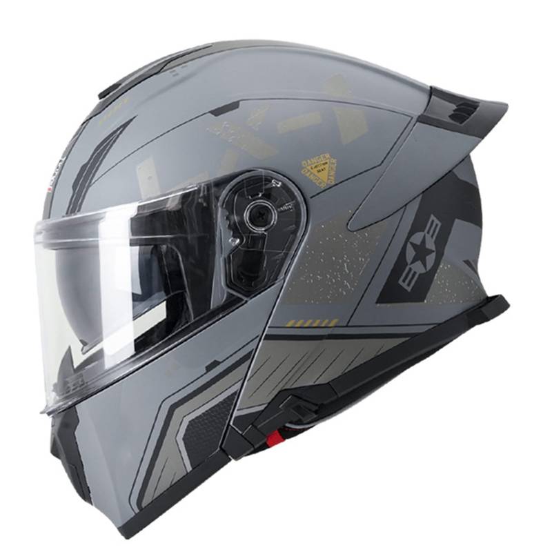 Klapphelm Motorradhelm Motorrad Mit Doppelvisier DOT/ECE-Zugelassener Rollerhelm Sturzhelm Integralhelm Racing Helm Für Damen Herren 8,2XL=63-64CM von JunPing