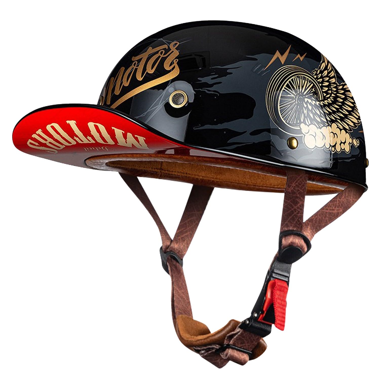 Motorrad Halbhelm Halbschalenhelm Baseballmütze-Helm ECEDOT-Zulassung Motorradhelm Baseball Cap Cruiser Chopper Scooter Helm Herren Retro Motorrad Halbhelm Damen Mofa Helm 18,XXL(63~64CM) von JunPing