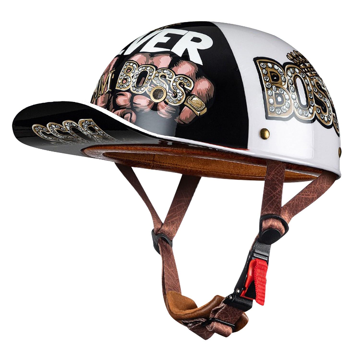 Motorrad Halbhelm Halbschalenhelm Baseballmütze-Helm ECEDOT-Zulassung Motorradhelm Baseball Cap Cruiser Chopper Scooter Helm Herren Retro Motorrad Halbhelm Damen Mofa Helm 5,XXL(63~64CM) von JunPing