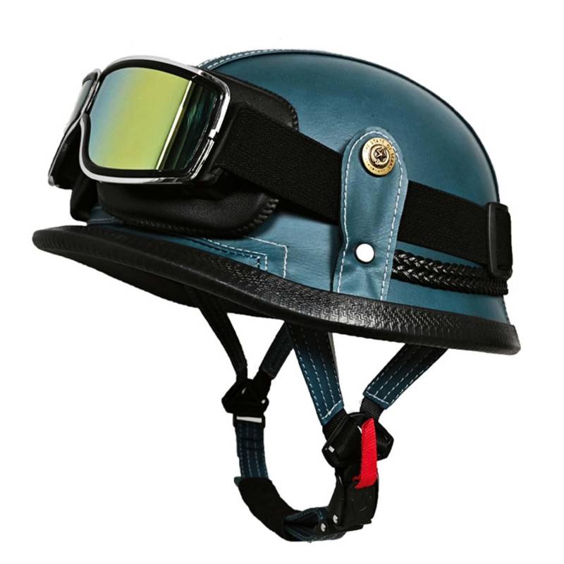 Motorrad Halbhelm Retro Halbschalenhelm Retro Deutsche Motorradhelm mit ECEDOT Genehmigt Vintage Offenem Helm Jet-Helm Für Männer Und Frauen Fahrrad Cruiser Chopper Moped Roller 13,S von JunPing