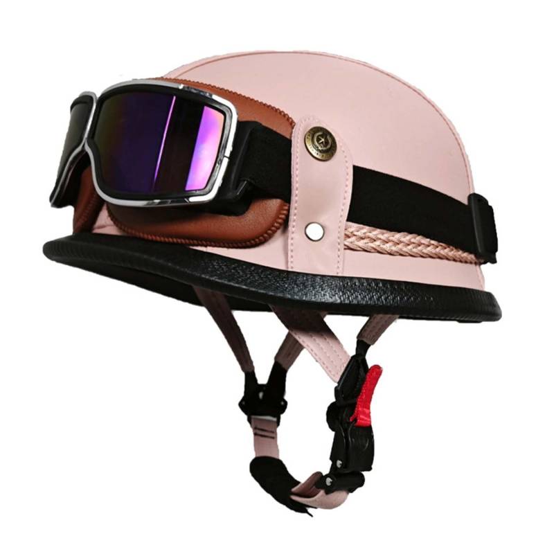 Motorrad Halbhelm Retro Halbschalenhelm Retro Deutsche Motorradhelm mit ECEDOT Genehmigt Vintage Offenem Helm Jet-Helm Für Männer Und Frauen Fahrrad Cruiser Chopper Moped Roller 15,L von JunPing