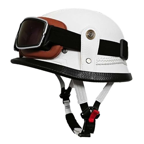 Motorrad Halbhelm Retro Halbschalenhelm Retro Deutsche Motorradhelm mit ECEDOT Genehmigt Vintage Offenem Helm Jet-Helm Für Männer Und Frauen Fahrrad Cruiser Chopper Moped Roller 3,XL von JunPing