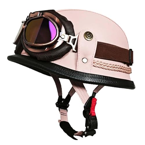 Motorrad Halbhelm Retro Halbschalenhelm Retro Deutsche Motorradhelm mit ECEDOT Genehmigt Vintage Offenem Helm Jet-Helm Für Männer Und Frauen Fahrrad Cruiser Chopper Moped Roller 4,M von JunPing