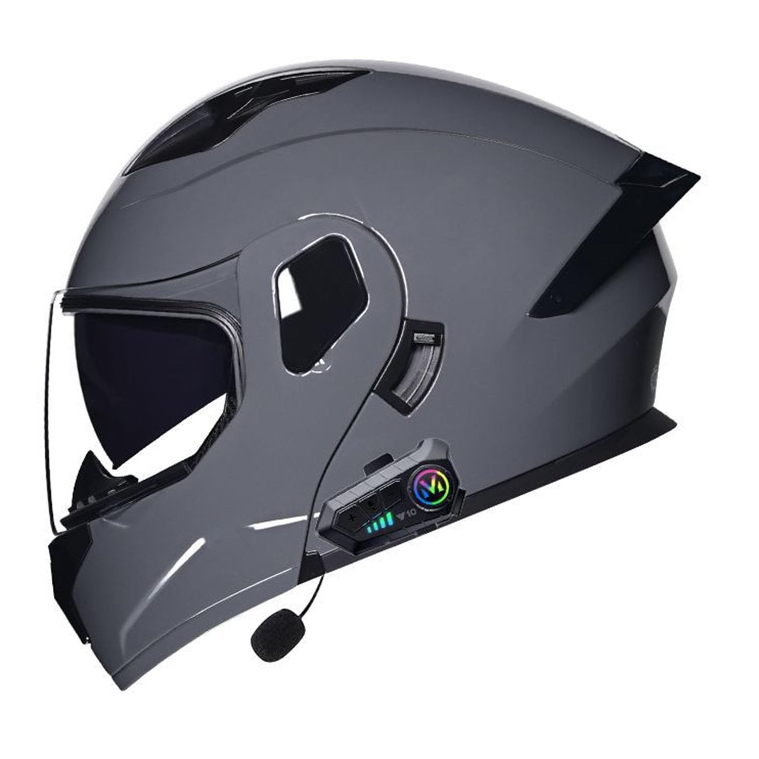 Motorrad Integrierter Bluetooth-Helm Mit Doppelvisier,ECEDOT Zulassung Adults Klapphelm Mit Bluetooth, Motorradhelm Sturzhelm Für Herren Und Damen Automatische Reaktion 10,2XL=63-64CM von JunPing