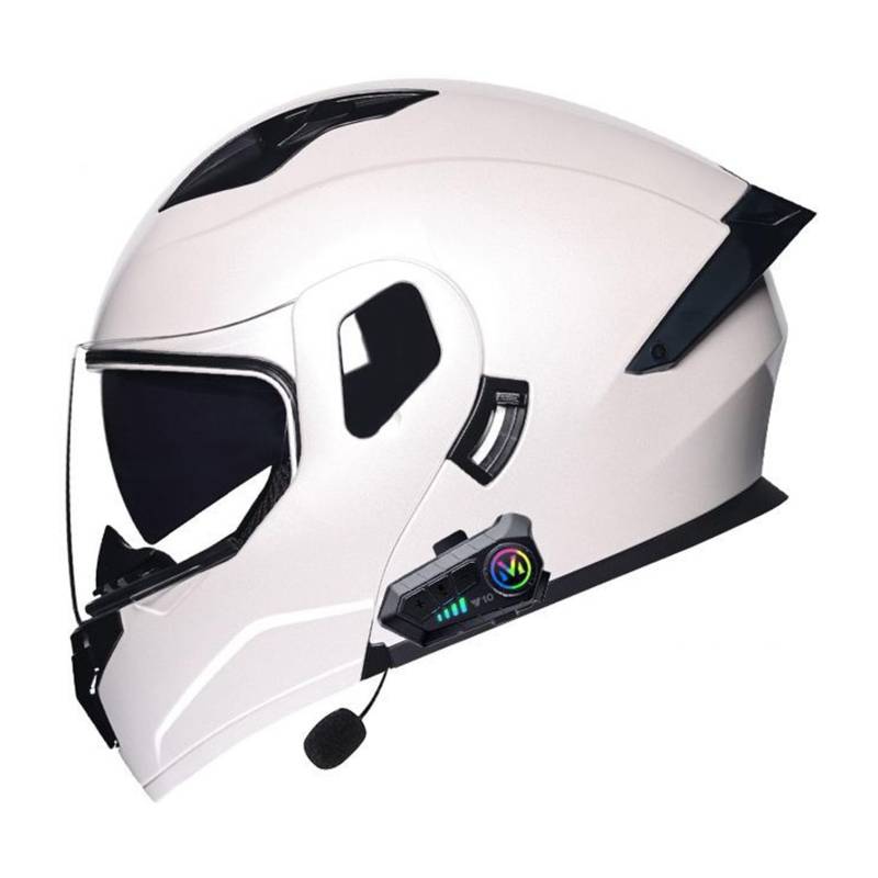 Motorrad Integrierter Bluetooth-Helm Mit Doppelvisier,ECEDOT Zulassung Adults Klapphelm Mit Bluetooth, Motorradhelm Sturzhelm Für Herren Und Damen Automatische Reaktion 2,2XL=63-64CM von JunPing