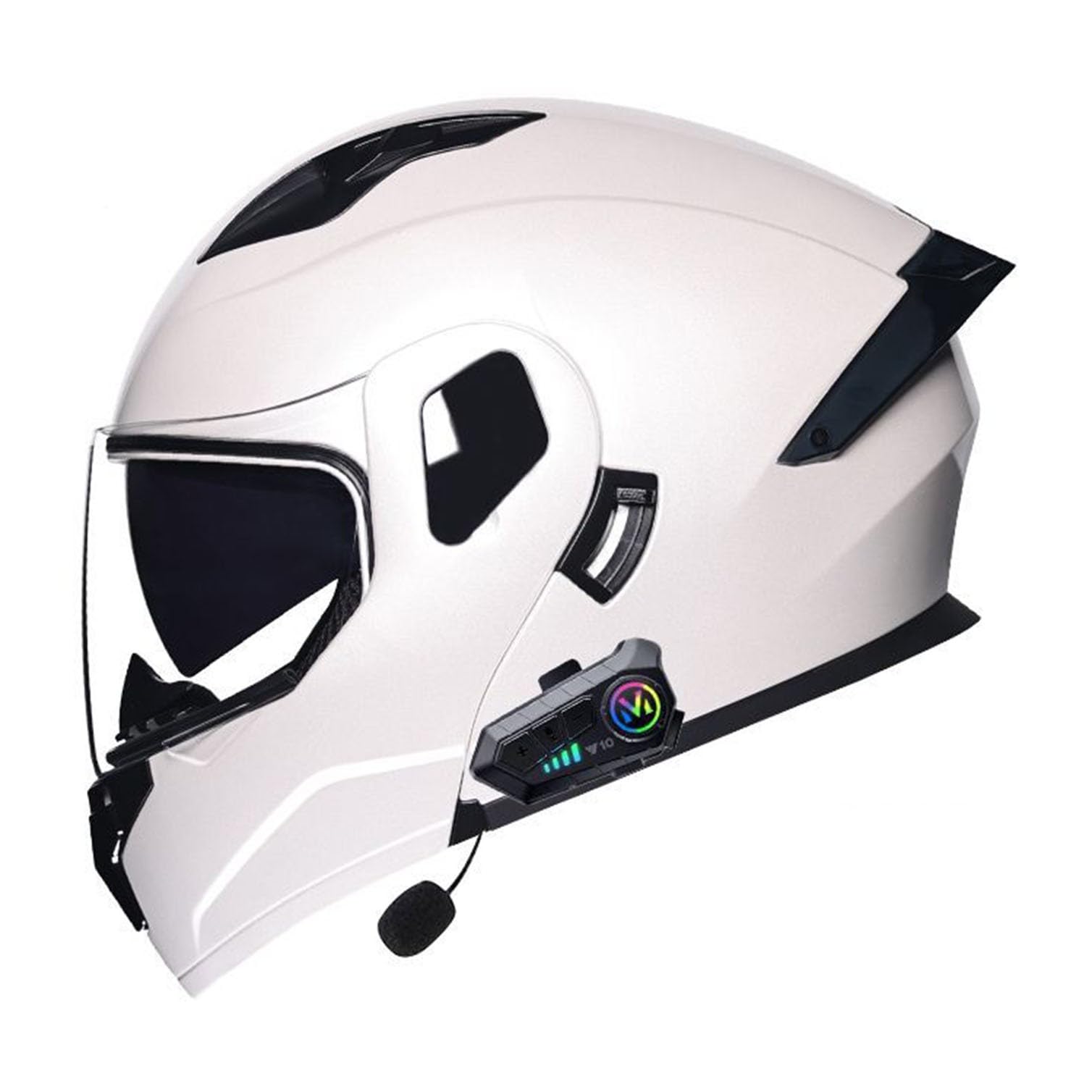 Motorrad Integrierter Bluetooth-Helm Mit Doppelvisier,ECEDOT Zulassung Adults Klapphelm Mit Bluetooth, Motorradhelm Sturzhelm Für Herren Und Damen Automatische Reaktion 2,M=57-58CM von JunPing