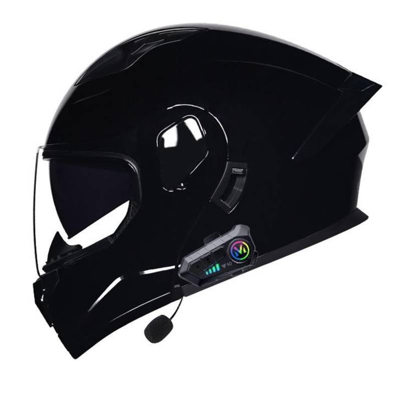 Motorrad Integrierter Bluetooth-Helm Mit Doppelvisier,ECEDOT Zulassung Adults Klapphelm Mit Bluetooth, Motorradhelm Sturzhelm Für Herren Und Damen Automatische Reaktion 5,XL=61-62CM von JunPing