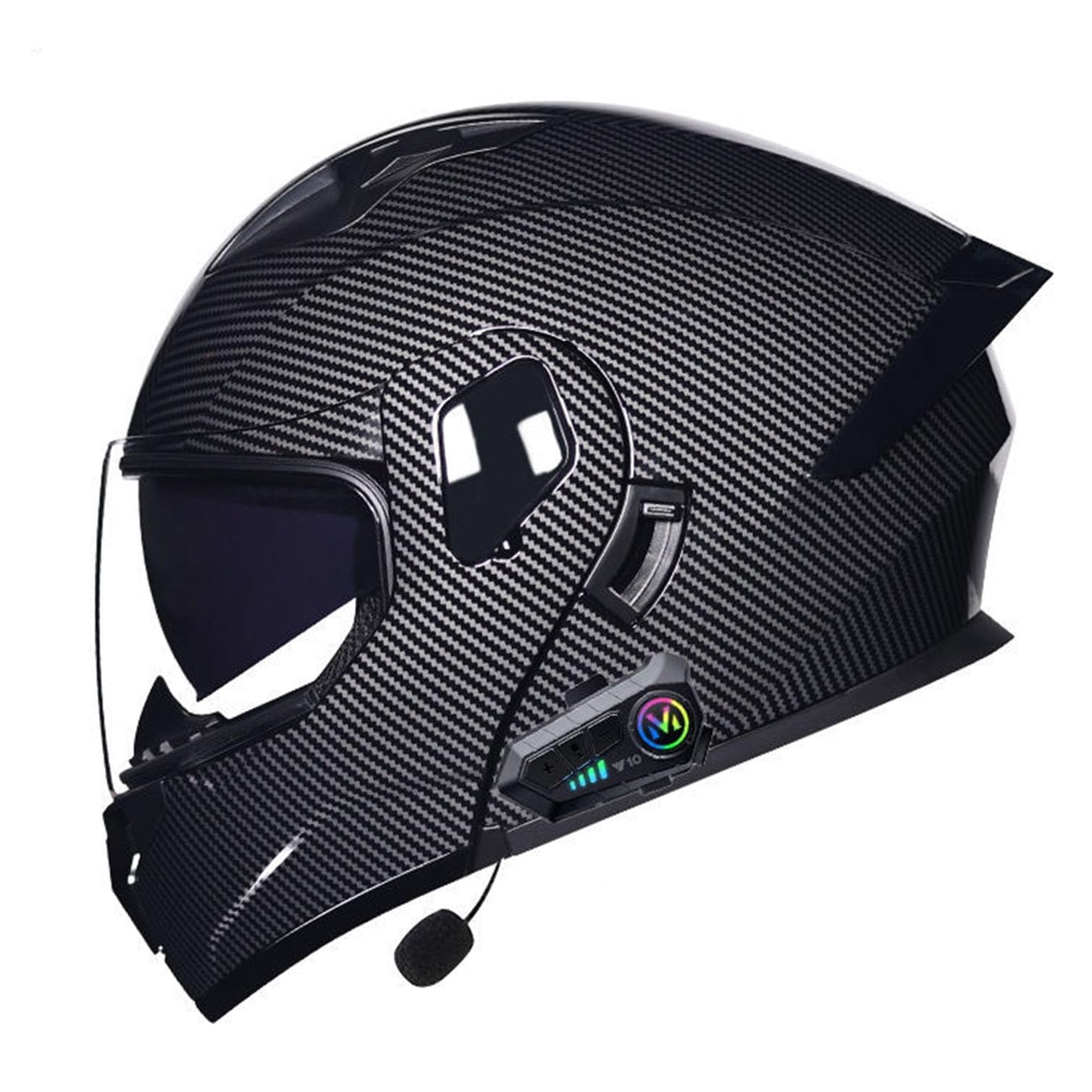 Motorrad Integrierter Bluetooth-Helm Mit Doppelvisier,ECEDOT Zulassung Adults Klapphelm Mit Bluetooth, Motorradhelm Sturzhelm Für Herren Und Damen Automatische Reaktion 7,2XL=63-64CM von JunPing