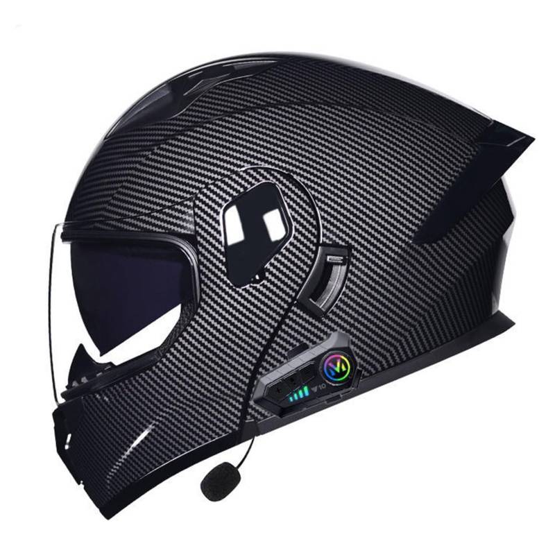 Motorrad Integrierter Bluetooth-Helm Mit Doppelvisier,ECEDOT Zulassung Adults Klapphelm Mit Bluetooth, Motorradhelm Sturzhelm Für Herren Und Damen Automatische Reaktion 7,M=57-58CM von JunPing