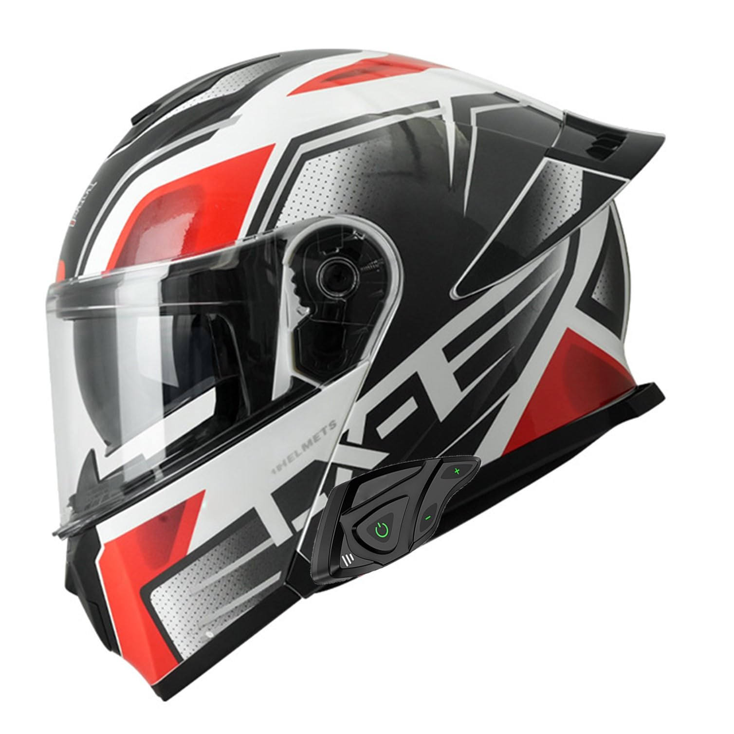 Motorradhelm Bluetooth Klapphelm Motorrad Mann Frau Modularer Vollgesichtshelm mit Doppelvisier, Moped-Roller-Helm für Erwachsene DOT/ECE-geprüft 3,2XL=63-64CM von JunPing