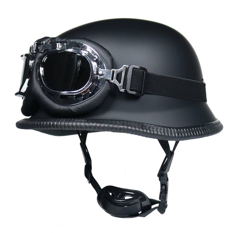 Motorradhelm Halbschalen Halbhelm Halbschalenhelm Mit ECE-Zulassung Baseballmütze-Helm Baseball Cap Mit Brille Cruiser Chopper Scooter Helm Für Bike Cruiser Chopper Moped Scooter 1,L(59~60CM) von JunPing