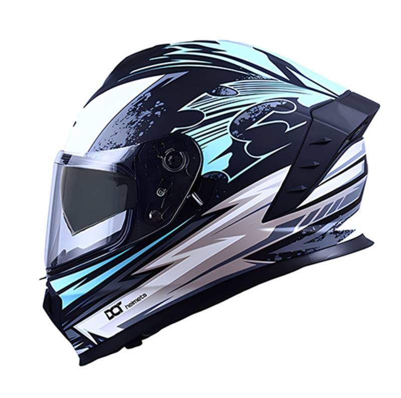 Motorradhelm Integralhelm Vollvisierhelm Herren Damen mit verstärktem Kinnschutz Chopper Moped Mofa Roller Modular Helm Motorrad mit ECEDOT Zertifizierung 2,L=59-60CM von JunPing