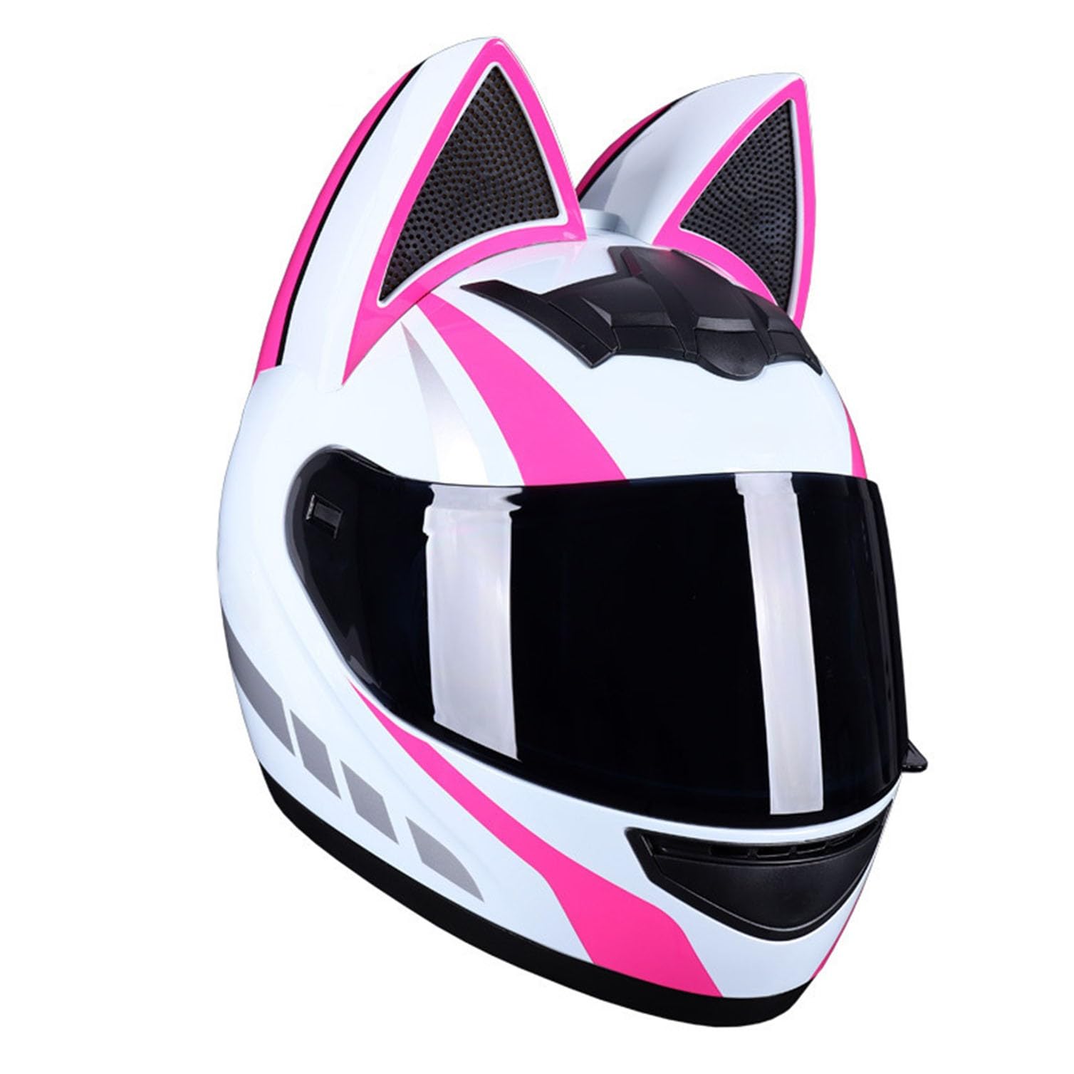 Motorradhelm Motorrad-Vollhelm Cat Ear Knight Helm, Roller-Motocross-Helme, ECE-geprüft,Klapphelm Integralhelm Fullface Helm Rollerhelm Mode-Katzenohren-Vollhelm Rollerhelm 13,S=50-53CM von JunPing