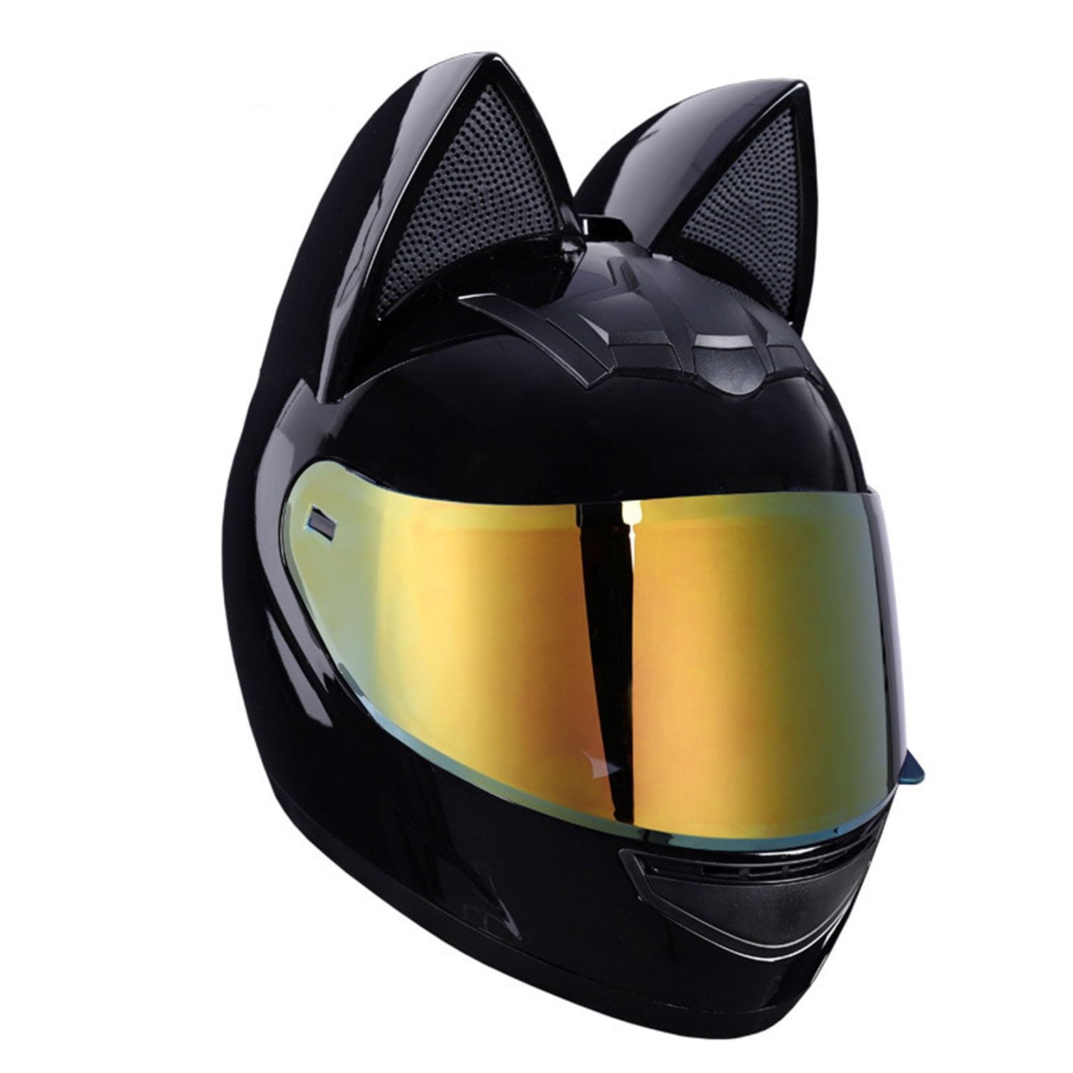 Motorradhelm Motorrad-Vollhelm Cat Ear Knight Helm, Roller-Motocross-Helme, ECE-geprüft,Klapphelm Integralhelm Fullface Helm Rollerhelm Mode-Katzenohren-Vollhelm Rollerhelm 27,L=57-59CM von JunPing