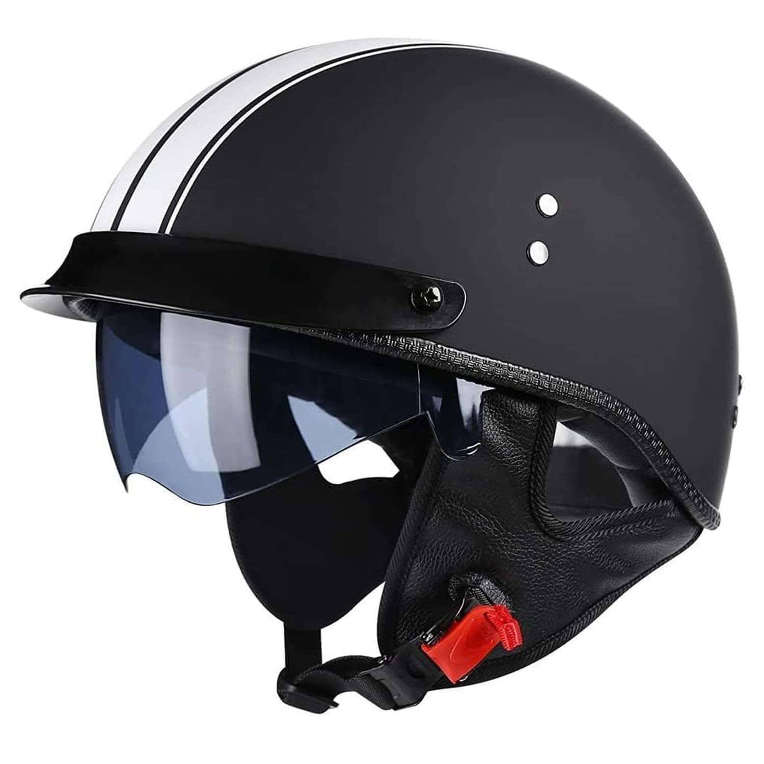 Motorradhelm Retro Motorrad Jethelme mit Visier Halbhelme ECEDOT Zugelassen Mofa Motorrad-Helm Chopper Scooter-Helm Offenem Helm für Männer und Frauen 3,XL(61~62CM) von JunPing