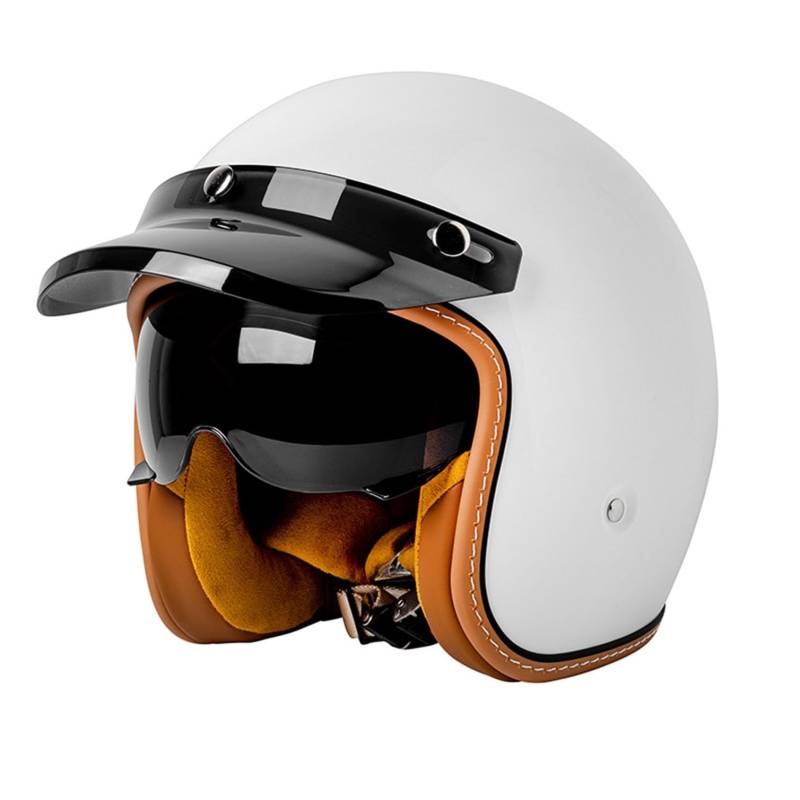 Retro 3/4 Motorrad Helm Jethelm Vintage-Roller-Helm, DOT/ECE-Zertifizierter Retro-Motorradhelm Mit Offenem Gesicht Für Damen Und Herren, Leichter Moped-Helm C,M von JunPing