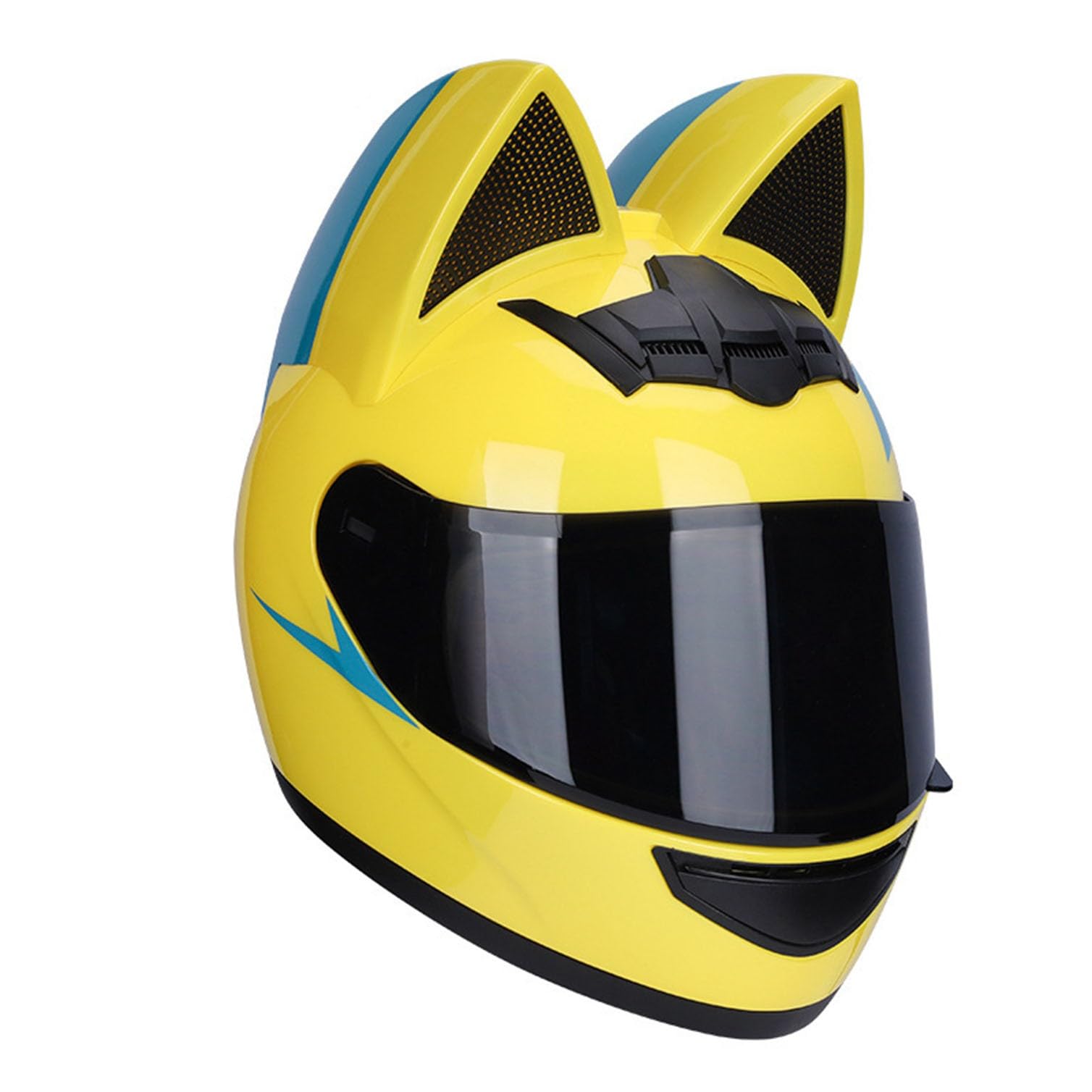 Vollhelm Full Face Motorradhelme Mit Katze Ohren Adult Flip Up Visiere Motocross Helm Motorrad-Crash-Modular Helmet Leichtbau ECE Certified 8,M=54-56CM von JunPing