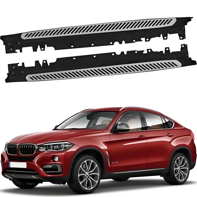 Junberoy 2 x feste Trittbretter, Seitenstufen, Nerf-Stange, Fußpedalschutz, passend für BMW X6 F16 2015 2016 2017 2018 2019 von Junberoy