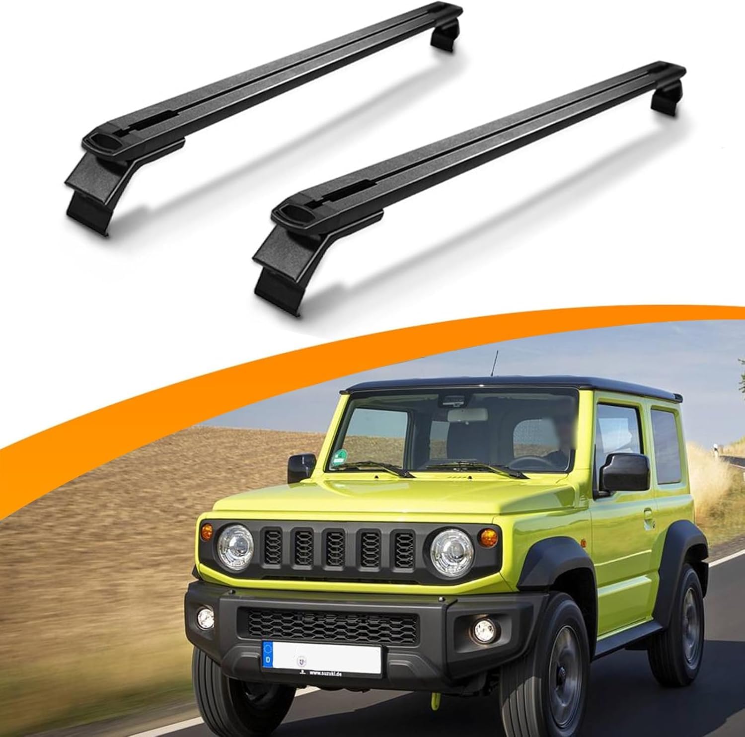 Junberoy Aluminium-Querstangen, Dachträger, Dachreling, Gepäckträger, schwarz, passend für Suzuki Jimny 2019–2024, 2 Stück von Junberoy