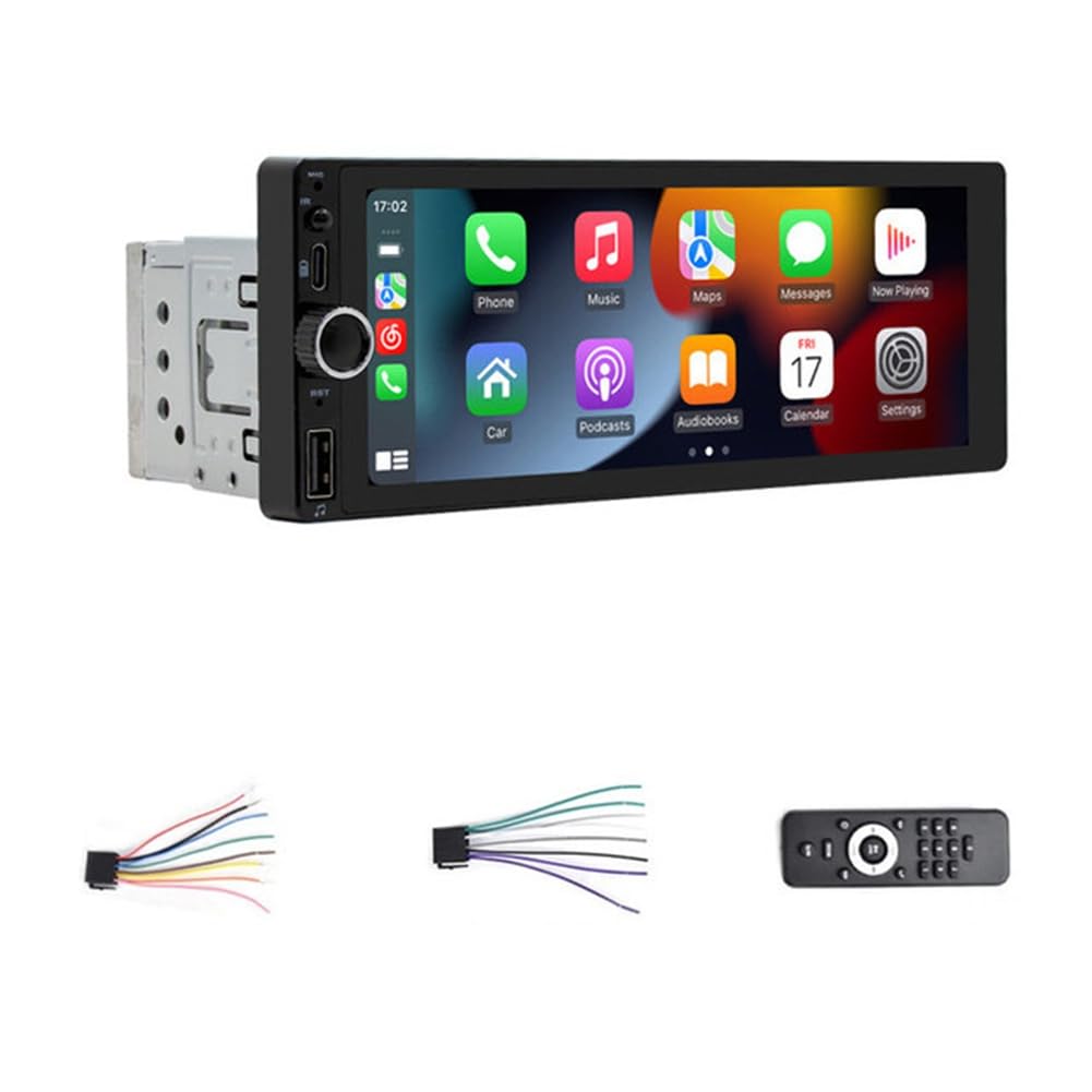 Junguluy 1 Din 6,86 Autoradio Kabelloses CarPlay Android Auto Multimedia Player Universal MP5 Player Mirror Link IPS Bildschirm A von Junguluy