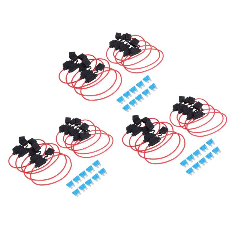 Junguluy Inline Sicherungshalter ATC/ATO Add A Circuit Auto Sicherungshalter 30 Pack Sicherung Tap Adapter 16 Gauge 20Amp Klinge Wasserdichter mit 30 Stücke 15 Amp Standard Sicherungen von Junguluy