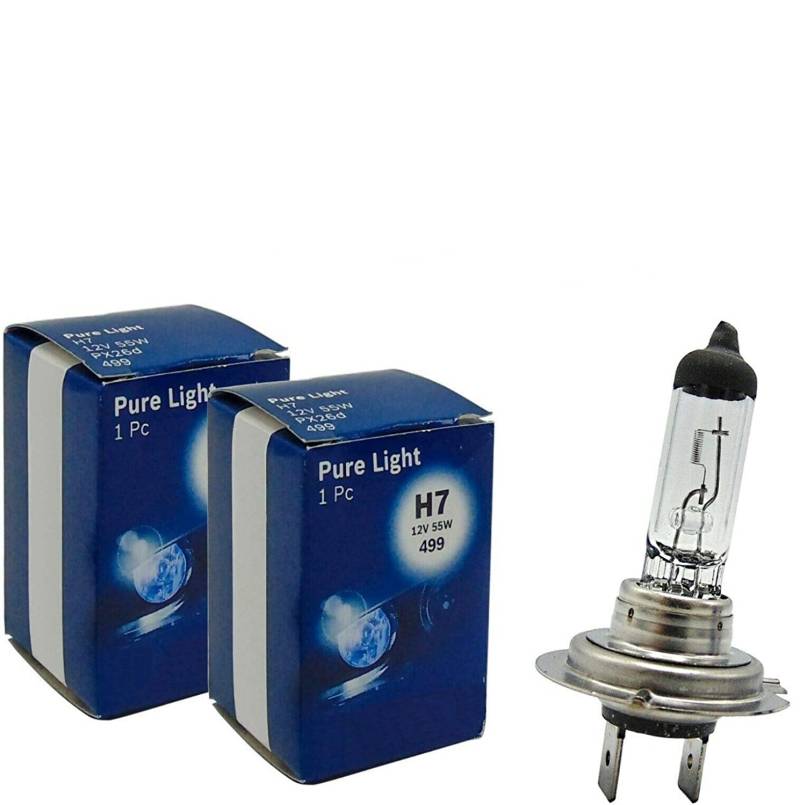 2x Bosch H7 55W 12V PX26d 1987302777 Pure Light Weiß Premium Qualität Ersatz Scheinwerfer Halogen Auto Lampe - E-geprüft von Jurmann Trade