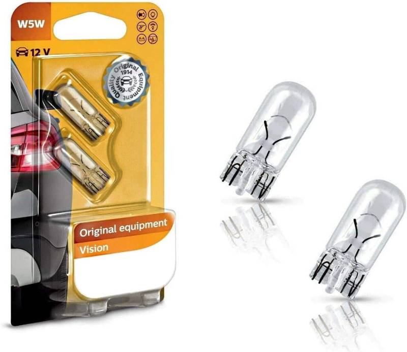 2x Philips W5W 12V 12961B2 Vision - mehr Licht Innenbeleuchtung Kofferraumbeleuchtung Handschuhfachbeleuchtung Türbeleuchtung Einstiegbeleuchtung Ersatz Halogen Lampe E-geprüft von Jurmann Trade