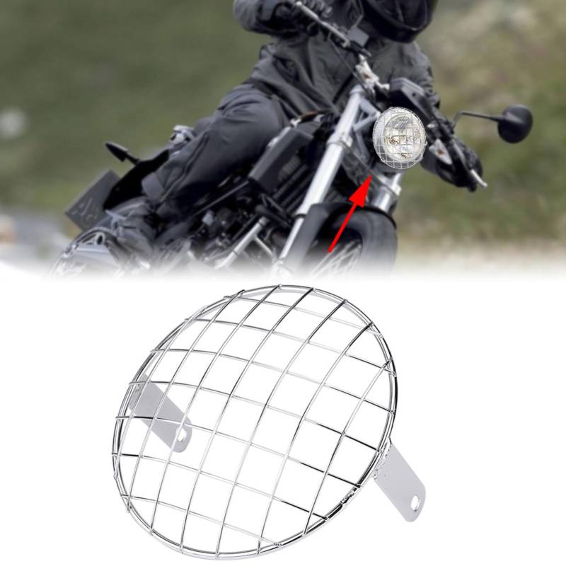 Juroupi Clear Picture Scheinwerfer-Lampenabdeckung, Motorrad-Scheinwerfergrill für Mountainbikes, Rennräder, Motorräder, Radfahren (Galvanisiert) von Juroupi