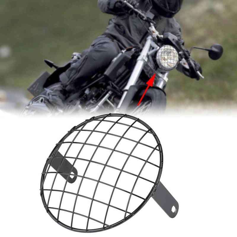 Juroupi Clear Picture Scheinwerfer-Lampenabdeckung, Motorrad-Scheinwerfergrill für Mountainbikes, Rennräder, Motorräder, Radfahren (Schwarz) von Juroupi